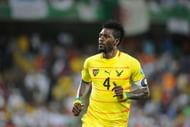 Togo forward Emmanuel Adebayor celebrates after scoring a goal in Rustenburg on January 26, 2013